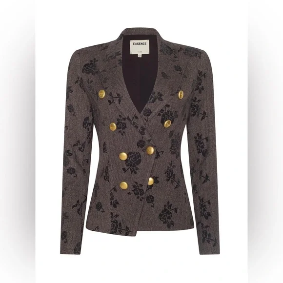 L’agence Bethany Flocked Herringbone Blazer $995 NEW - Picture 5 of 12